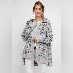 Easel Gray Hooded Knit Jacket